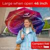 imageTUMELLA Flipproof Inverted Travel Umbrella Small Strong but Light Portable and Automatic Reverse Folding Rain Umbrella Durable Premium Grip Fits Car ampamp BackpackN Luminous