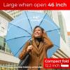 imageTUMELLA Flipproof Inverted Travel Umbrella Small Strong but Light Portable and Automatic Reverse Folding Rain Umbrella Durable Premium Grip Fits Car ampamp BackpackM Light Blue