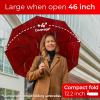 imageTUMELLA Flipproof Inverted Travel Umbrella Small Strong but Light Portable and Automatic Reverse Folding Rain Umbrella Durable Premium Grip Fits Car ampamp BackpackD Burgundy Black