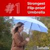 imageTUMELLA Flipproof Inverted Travel Umbrella Small Strong but Light Portable and Automatic Reverse Folding Rain Umbrella Durable Premium Grip Fits Car ampamp BackpackM Light Blue