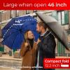 imageTUMELLA Flipproof Inverted Travel Umbrella Small Strong but Light Portable and Automatic Reverse Folding Rain Umbrella Durable Premium Grip Fits Car ampamp BackpackJ Bundle Black  Navy Blue