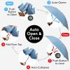 imageTUMELLA Flipproof Inverted Travel Umbrella Small Strong but Light Portable and Automatic Reverse Folding Rain Umbrella Durable Premium Grip Fits Car ampamp BackpackM Light Blue