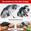 imageTUMELLA Flipproof Inverted Travel Umbrella Small Strong but Light Portable and Automatic Reverse Folding Rain Umbrella Durable Premium Grip Fits Car ampamp BackpackL Puppies