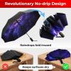 imageTUMELLA Flipproof Inverted Travel Umbrella Small Strong but Light Portable and Automatic Reverse Folding Rain Umbrella Durable Premium Grip Fits Car ampamp BackpackI Milky Way