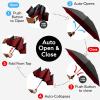 imageTUMELLA Flipproof Inverted Travel Umbrella Small Strong but Light Portable and Automatic Reverse Folding Rain Umbrella Durable Premium Grip Fits Car ampamp BackpackD Burgundy Black
