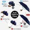 imageTUMELLA Flipproof Inverted Travel Umbrella Small Strong but Light Portable and Automatic Reverse Folding Rain Umbrella Durable Premium Grip Fits Car ampamp BackpackF Navy Blue