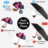 imageTUMELLA Flipproof Inverted Travel Umbrella Small Strong but Light Portable and Automatic Reverse Folding Rain Umbrella Durable Premium Grip Fits Car ampamp BackpackN Luminous