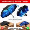 imageTUMELLA Flipproof Inverted Travel Umbrella Small Strong but Light Portable and Automatic Reverse Folding Rain Umbrella Durable Premium Grip Fits Car ampamp BackpackC Stellar Glow