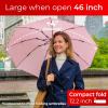 imageTUMELLA Flipproof Inverted Travel Umbrella Small Strong but Light Portable and Automatic Reverse Folding Rain Umbrella Durable Premium Grip Fits Car ampamp BackpackP Pink