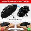 imageTUMELLA Flipproof Inverted Travel Umbrella Small Strong but Light Portable and Automatic Reverse Folding Rain Umbrella Durable Premium Grip Fits Car ampamp BackpackB Black Reflective