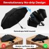 imageTUMELLA Flipproof Inverted Travel Umbrella Small Strong but Light Portable and Automatic Reverse Folding Rain Umbrella Durable Premium Grip Fits Car ampamp BackpackK Bundle Black  Black