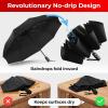 imageTUMELLA Flipproof Inverted Travel Umbrella Small Strong but Light Portable and Automatic Reverse Folding Rain Umbrella Durable Premium Grip Fits Car ampamp BackpackA Black