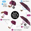 imageTUMELLA Strongest Windproof Travel Umbrella Compact Superior ampamp Beautiful Small Strong but Light Portable and Automatic Folding Rain Umbrella Durable Premium Grip Fits Car ampamp BackpackDeep Purple