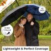 imageTUMELLA Strongest Windproof Travel Umbrella Compact Superior ampamp Beautiful Small Strong but Light Portable and Automatic Folding Rain Umbrella Durable Premium Grip Fits Car ampamp Backpack2pack Black  Navy Blue