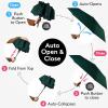 imageTUMELLA Strongest Windproof Travel Umbrella Compact Superior ampamp Beautiful Small Strong but Light Portable and Automatic Folding Rain Umbrella Durable Premium Grip Fits Car ampamp BackpackGreen