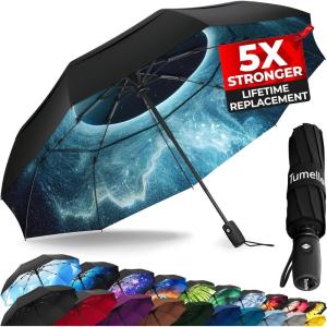 imageTUMELLA Strongest Windproof Travel Umbrella Compact Superior ampamp Beautiful Small Strong but Light Portable and Automatic Folding Rain Umbrella Durable Premium Grip Fits Car ampamp Backpack1pack Galactic